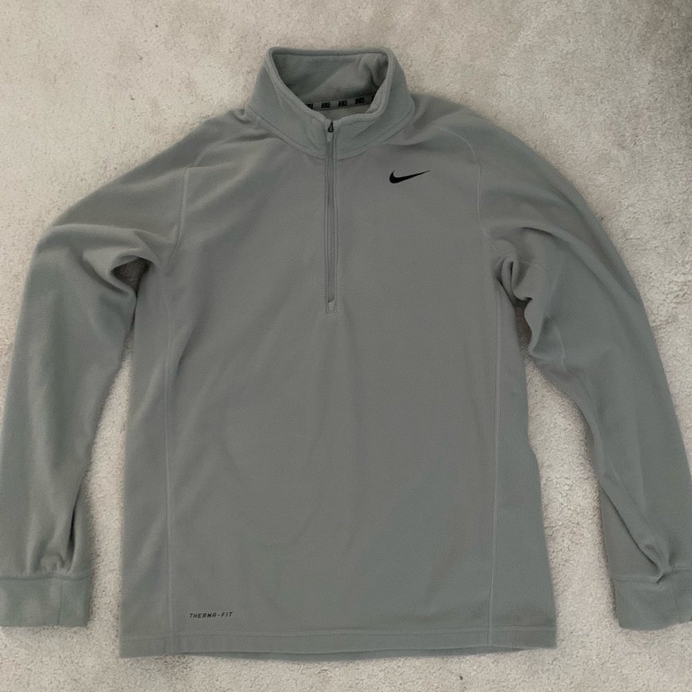 Nike men’s/unisex grey fleece thermafit size small 3/4 zip